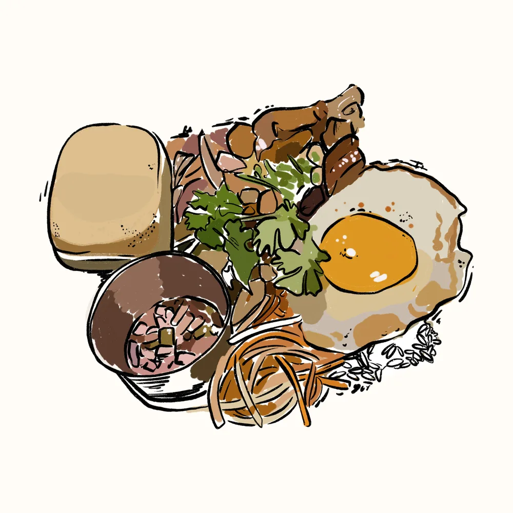 Digital illustration of a tapsilog plate