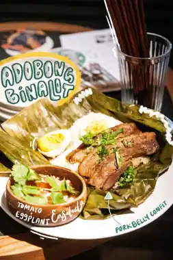 Adobong binagoongan with illustrated labels