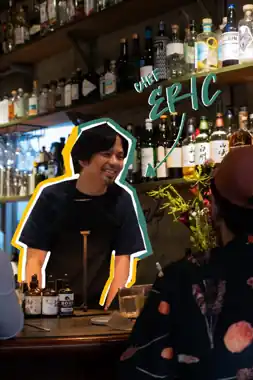 Bartender outlined with illustration