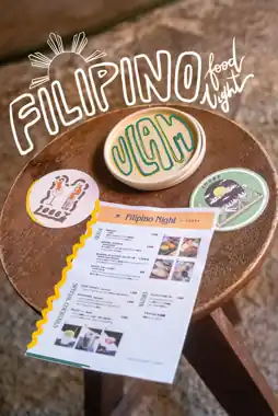 ULAM Filipino food night menu and stickers